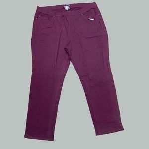 Catherines Knit Jean Pull On Womens Plus Size 2x Regular Length Berry